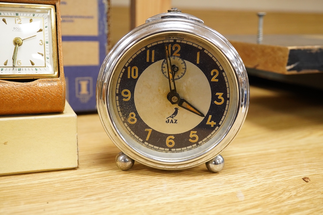 Four Art Deco timepieces, tallest 20cm